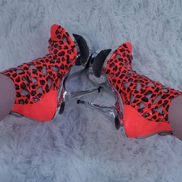 Fluorescent  Leopard stripper heels