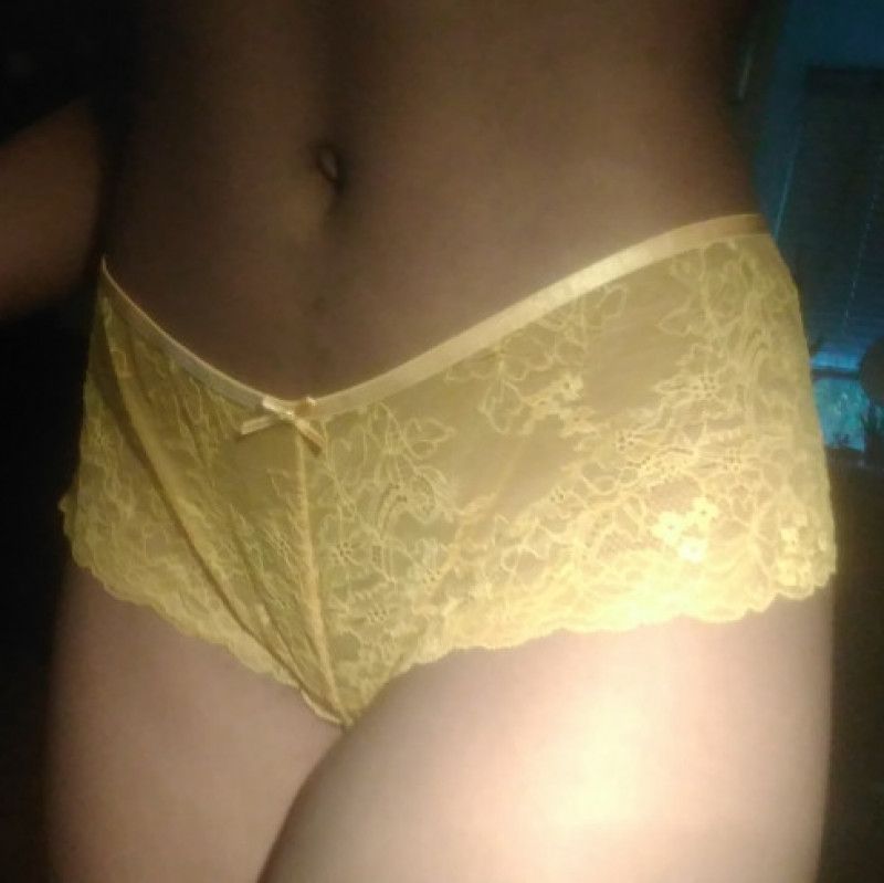 Bright yellow lace shorties