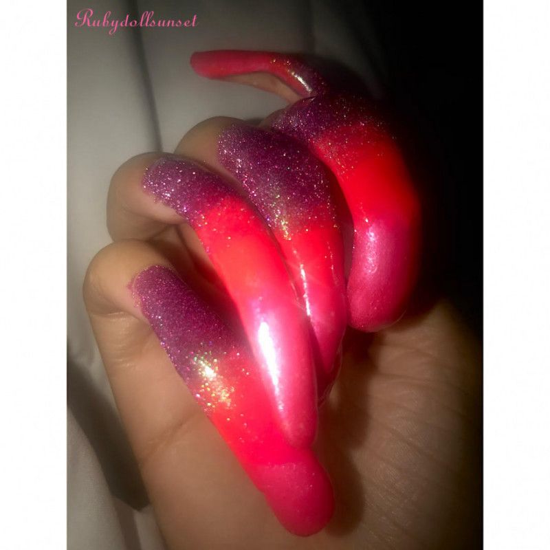 35 Pics: Long Natural HOT Sunset Nails