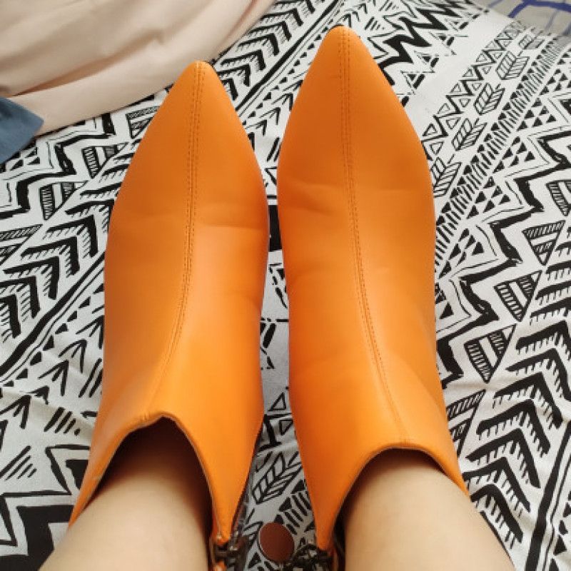 Orange silver shoes