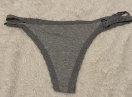 Grey cotton and lace VS thong