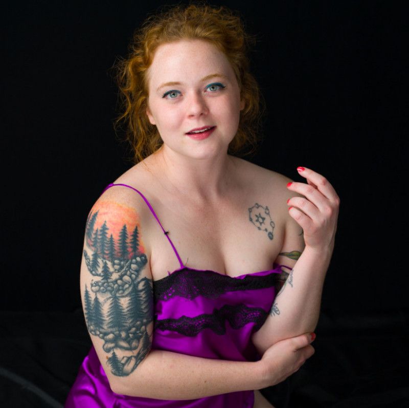 Redhead Emily in a Purple Nightie