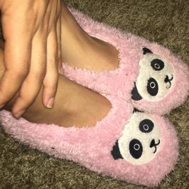 Dirty pink panda slippers