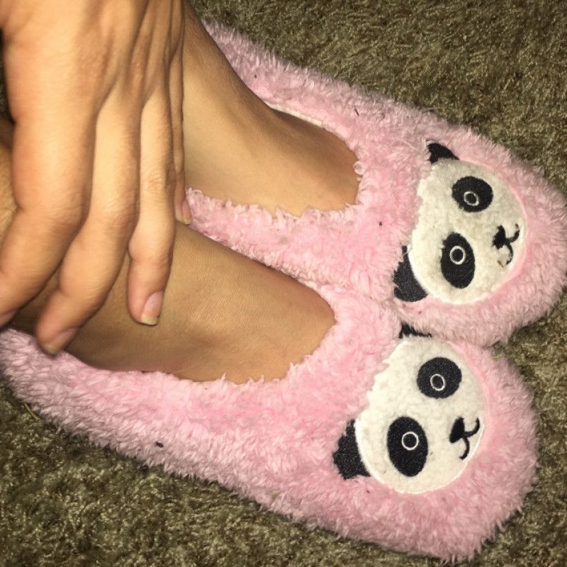 Dirty pink panda slippers