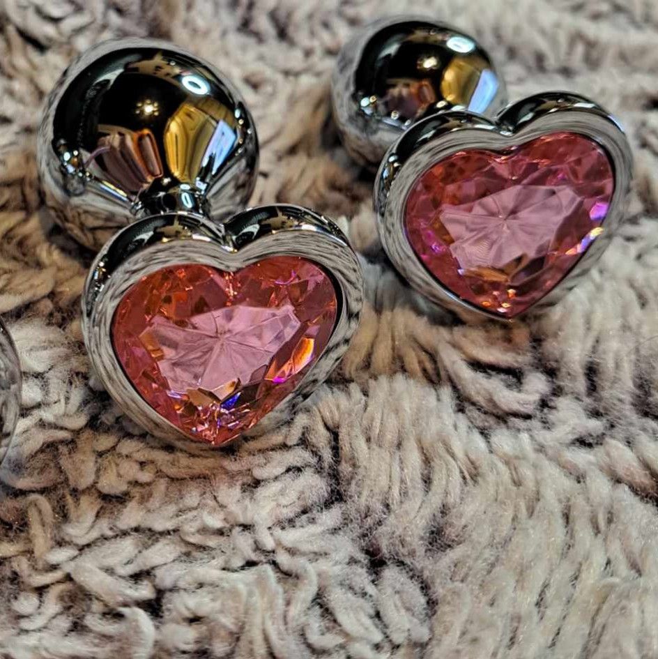 Pink Jeweled Heart Butt Plugs