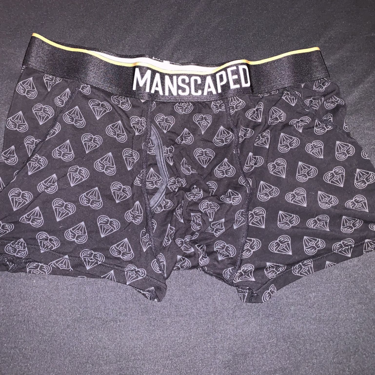 Black and Gold Manscaped Boxer Briefs with Grey Balls Design