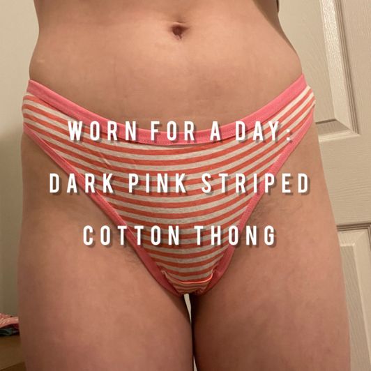 Worn Dark Pink Striped Cotton Thong