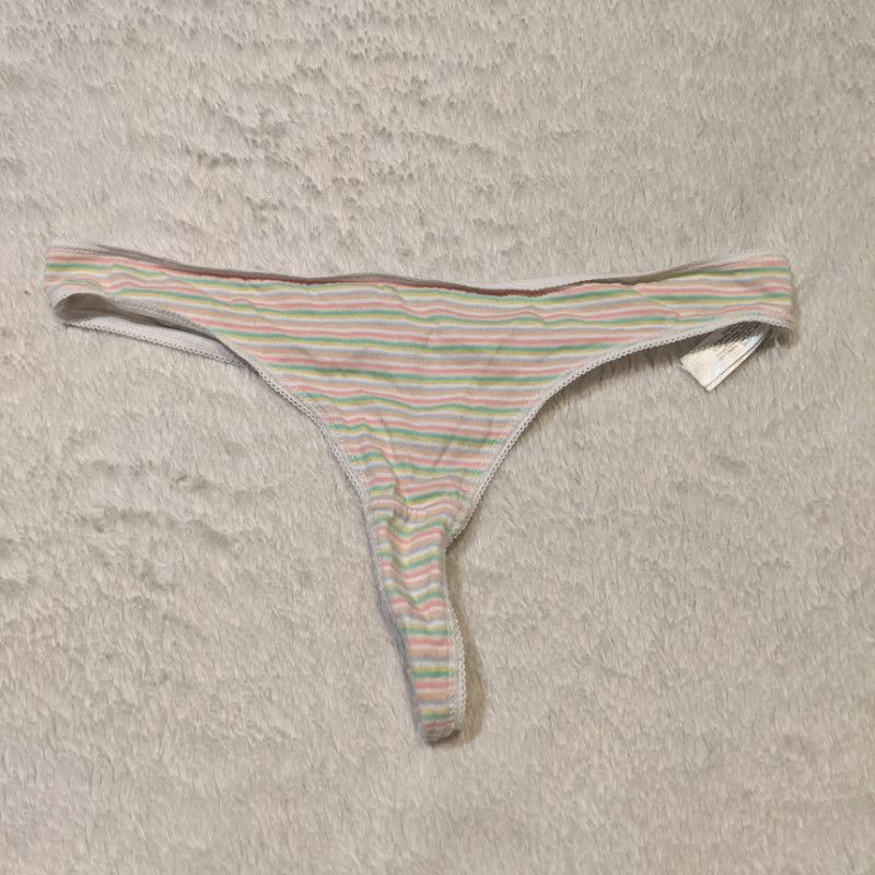 Stripey Cotton Thong