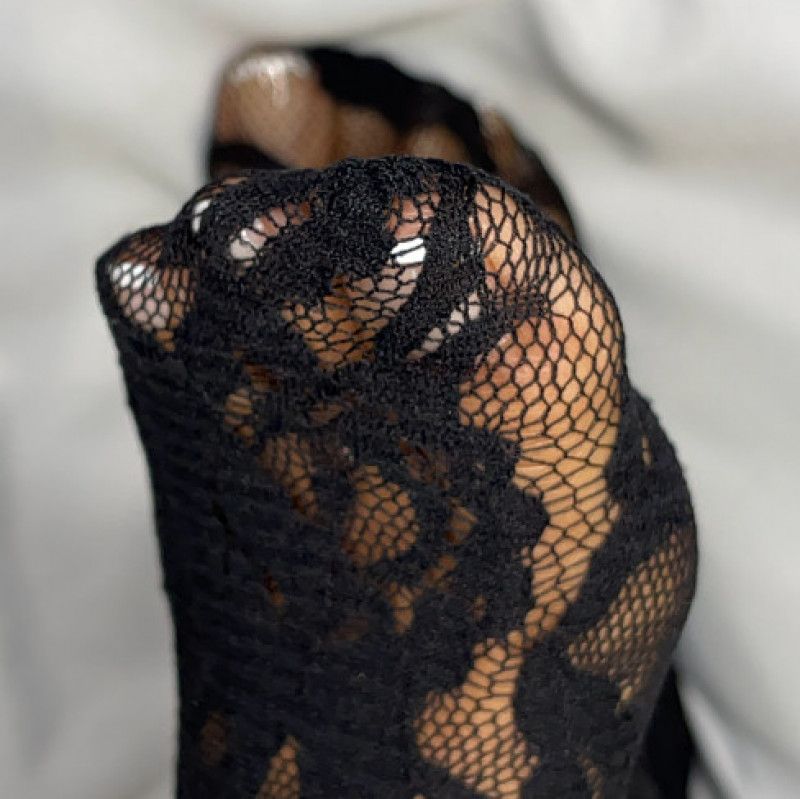 Worn Black Lace Socks