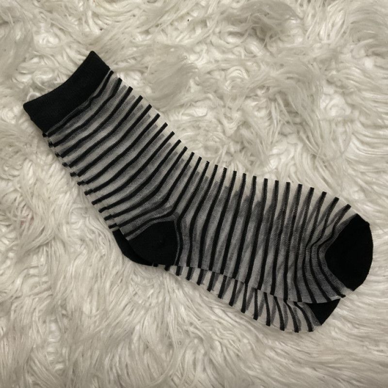 Worn Black Stripe Nylon Sock