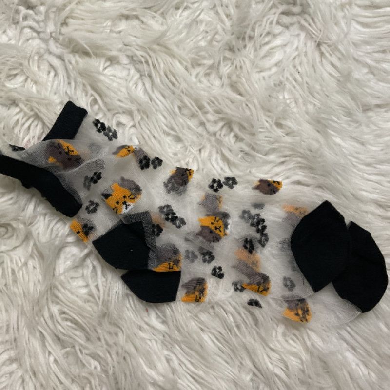 Worn Kitty Nylon Socks