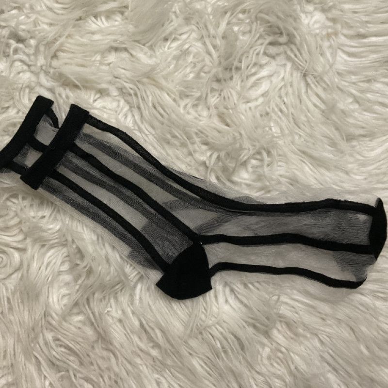 Worn Black Stripe Nylon Socks