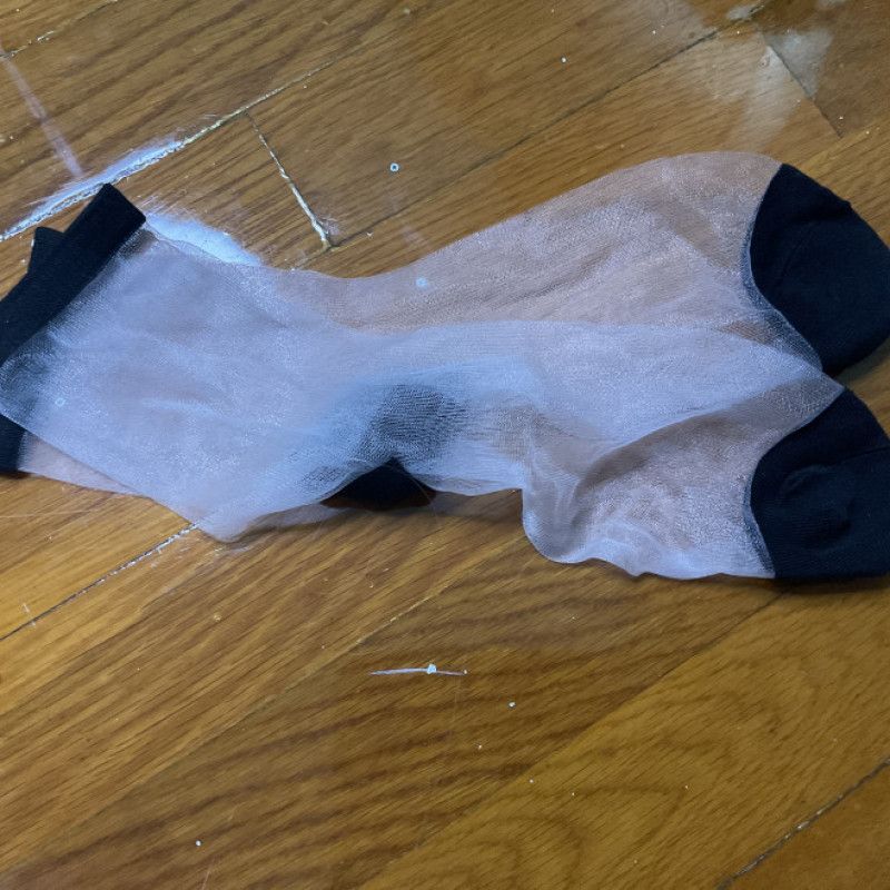 Worn Black Reinforced Toe Nylon Socks