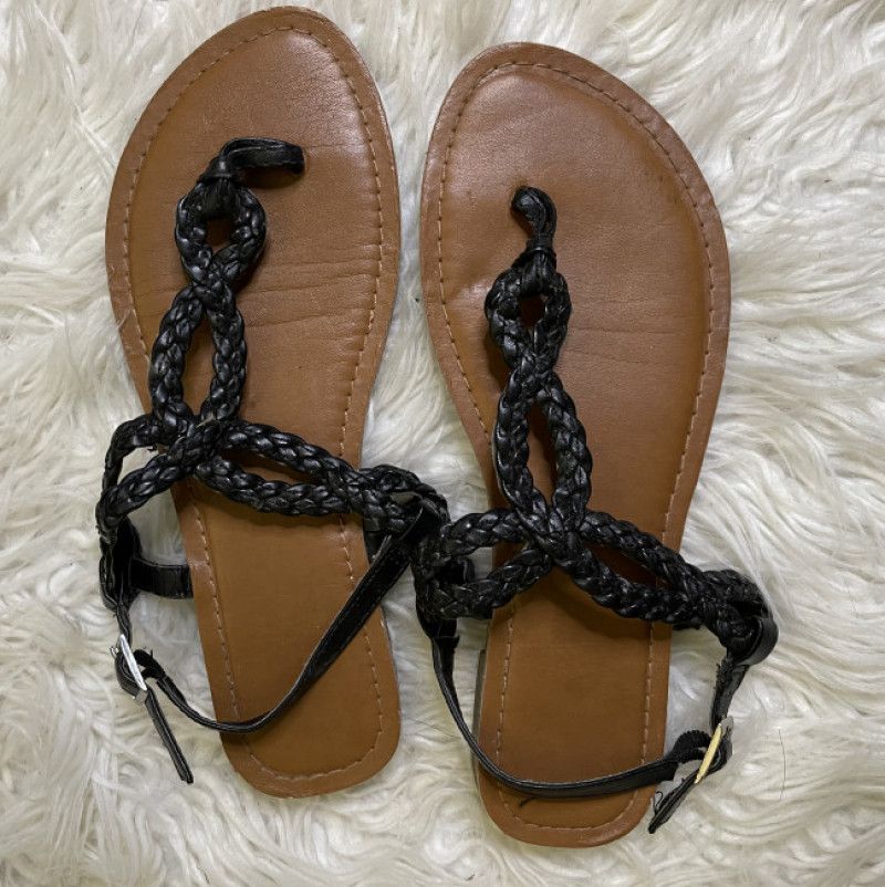 Worn Black Brown Sandals