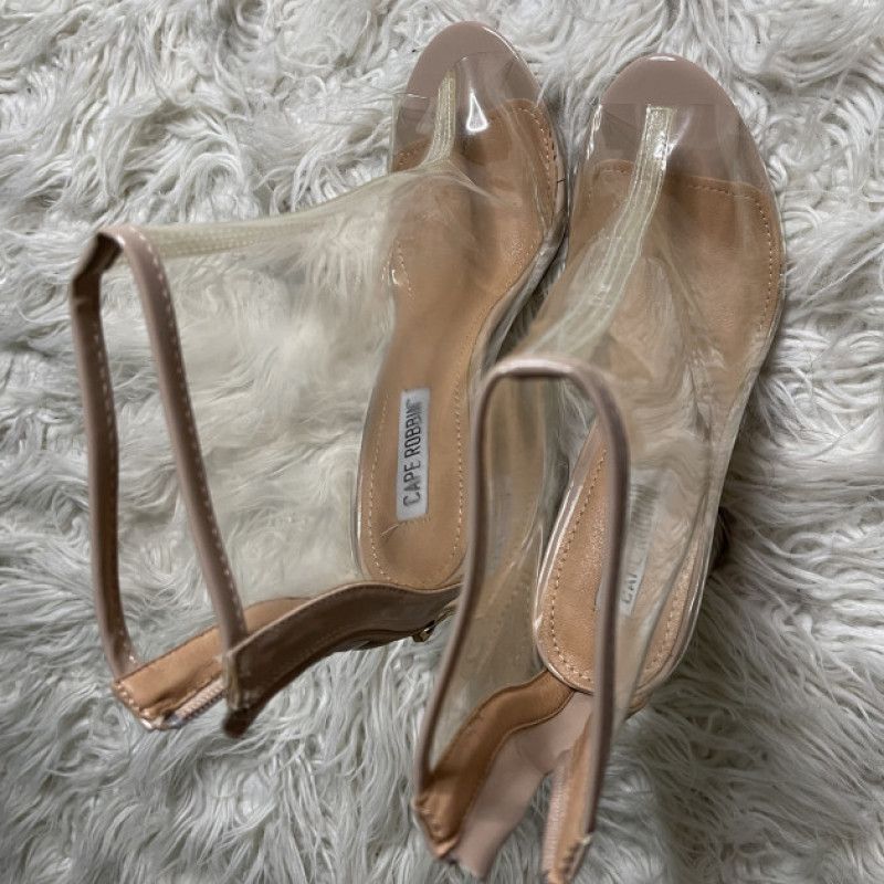 Worn Clear Peep Toe Heels