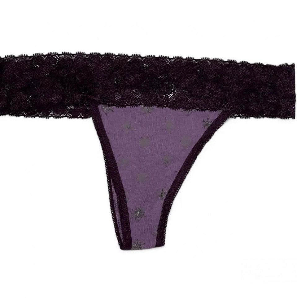 Purple Lace Waist Thong