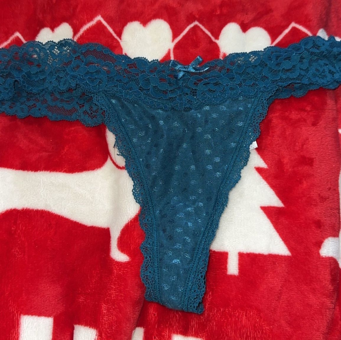 Blue Lace Thong Panty