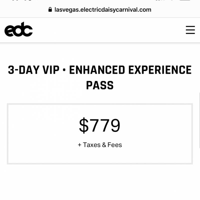 3 DAY VIP EDC TICKETS