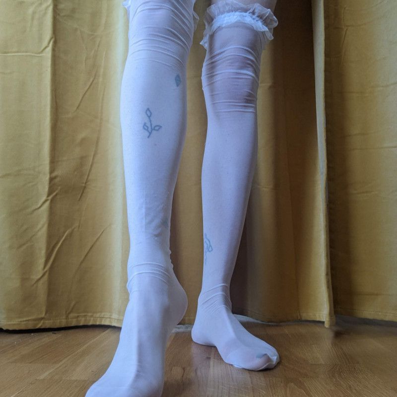 Used Sheer Over Knee Socks with Frills