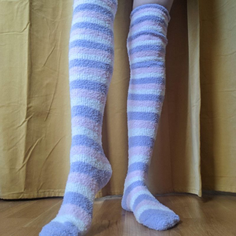 Used Fuzzy Over Knee Socks