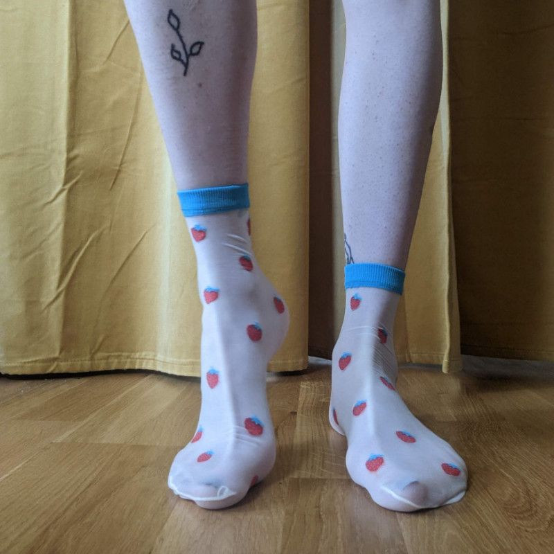 Used Sheer Strawberry Socks