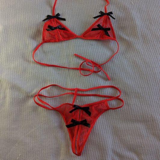 Red micro bikini set