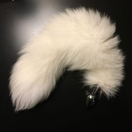 White Plush Soft Tail Butt Plug