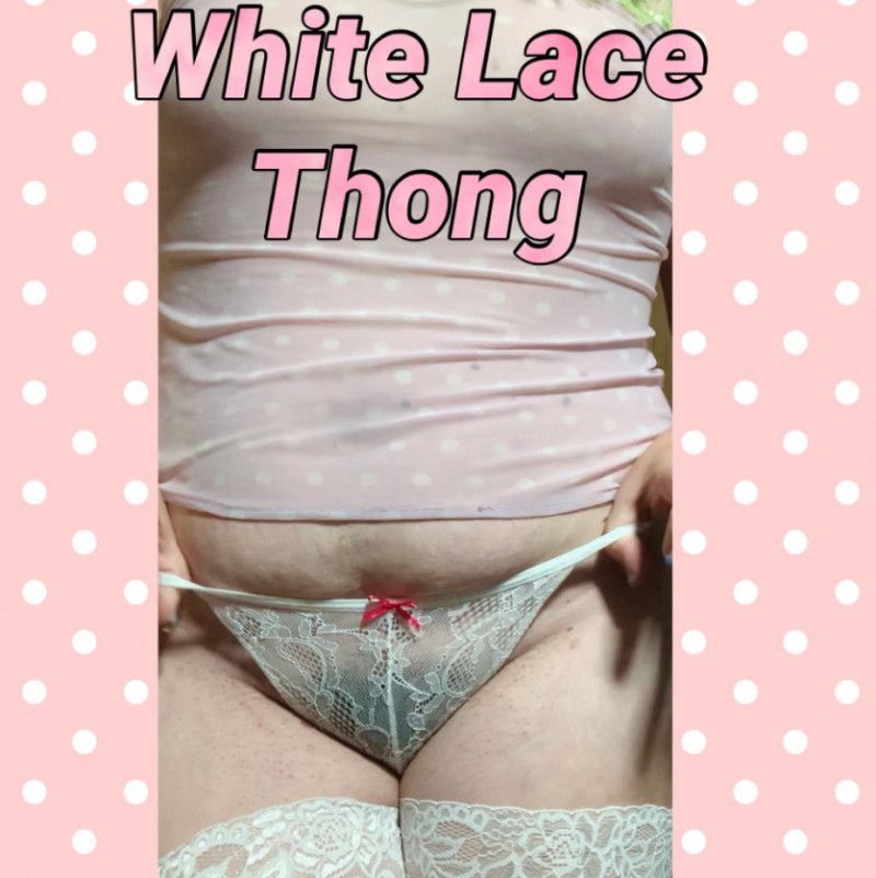 White Lace Thong