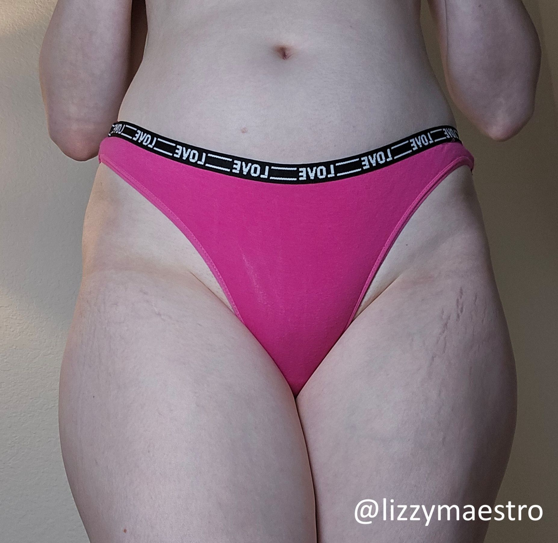 Hot Pink Thong Cotton Panties with Love on Waistband