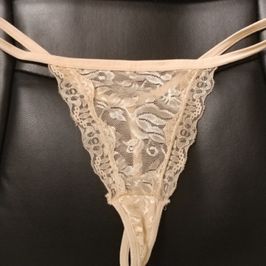 Peach lace gstring panties