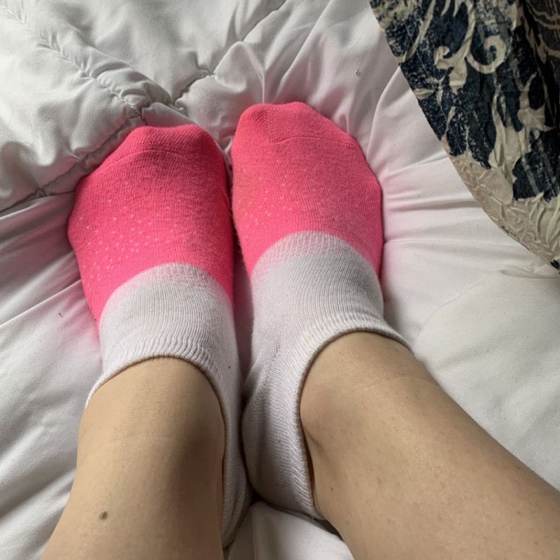 Pink and white socks