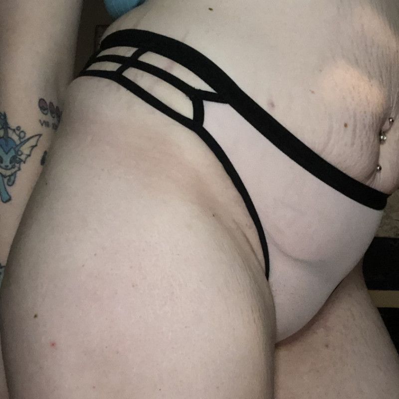 Sheer Pink and Black Thong