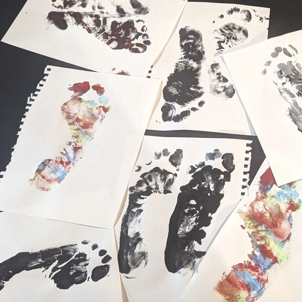 foot prints on paper