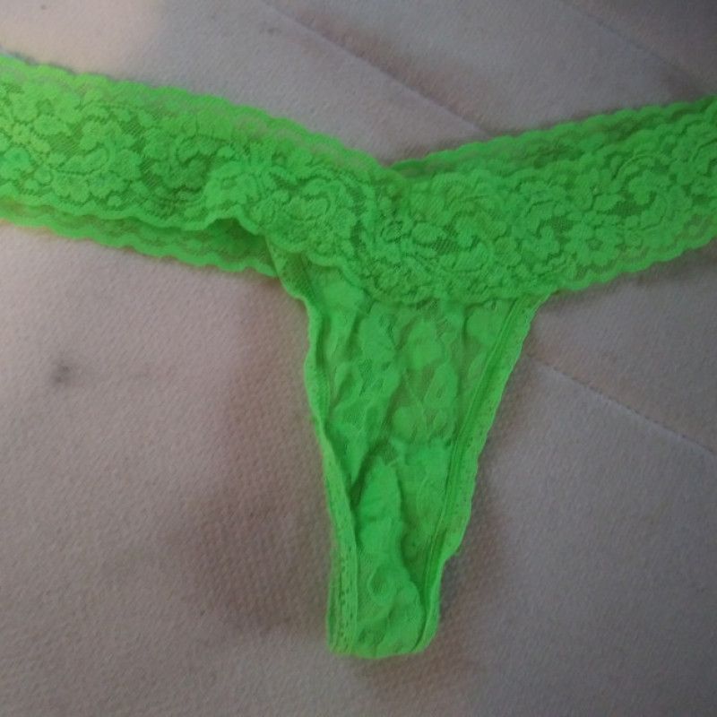 Neon green lace thong