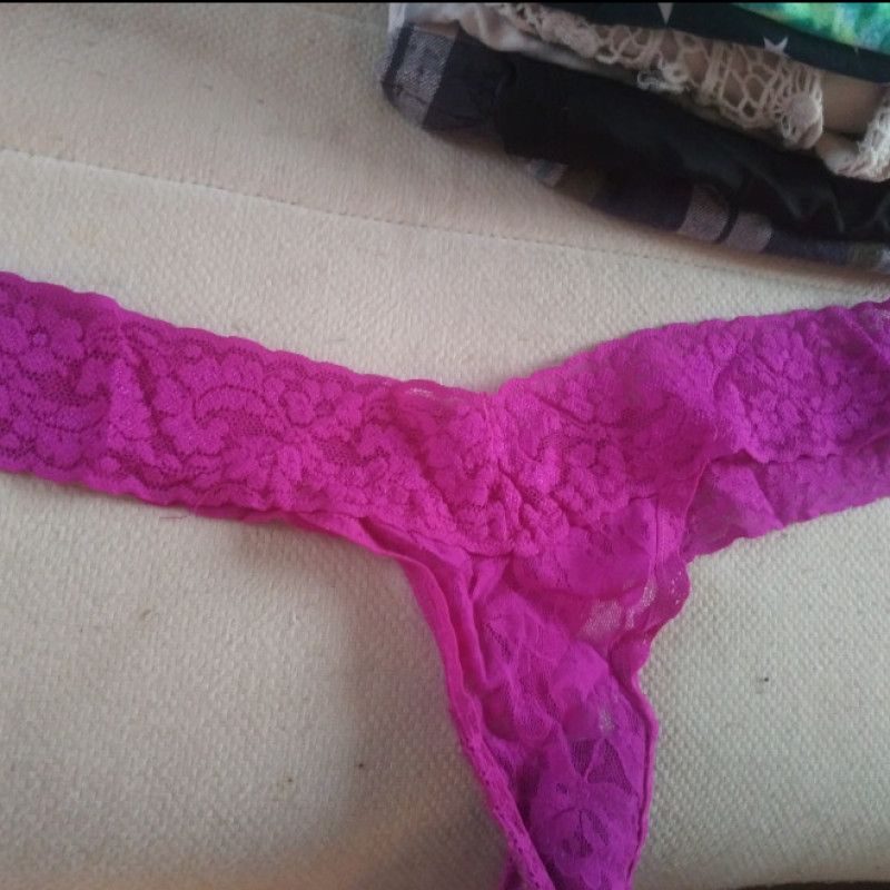 Bright purple lace thong