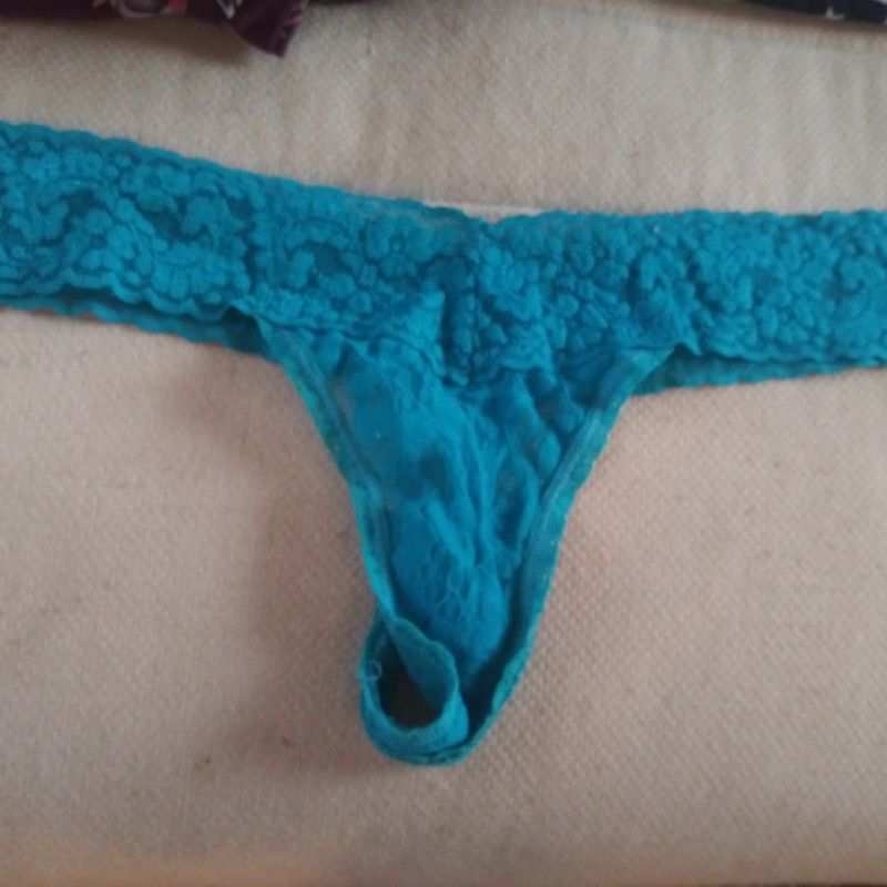 Blue lace thong