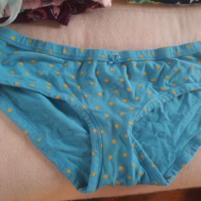 Blue with yellow polka dot panties