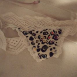 Silk and lace white thong