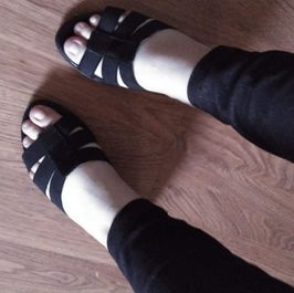 Black Open Toe Wedge Heels