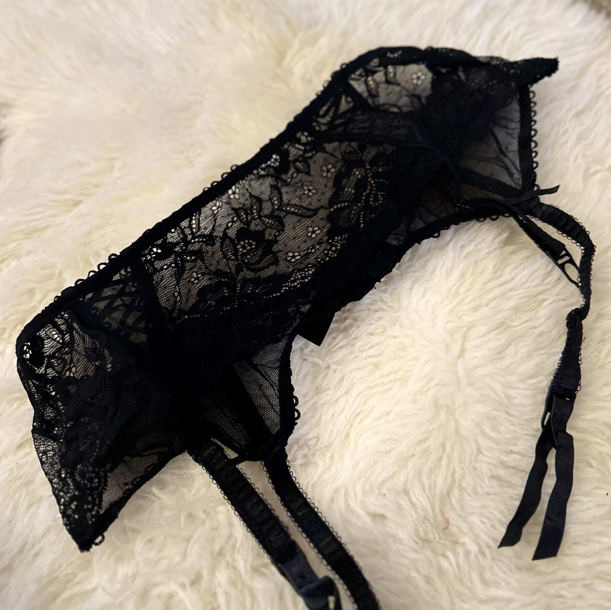 Black lace suspender belt