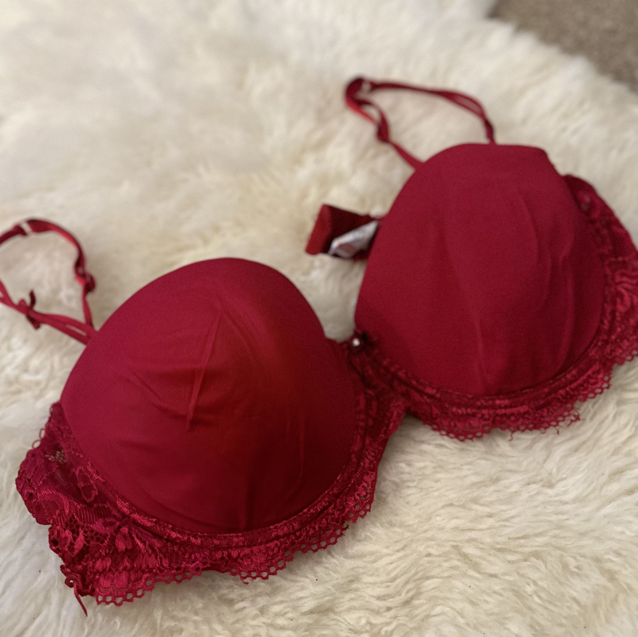 Red lace bra