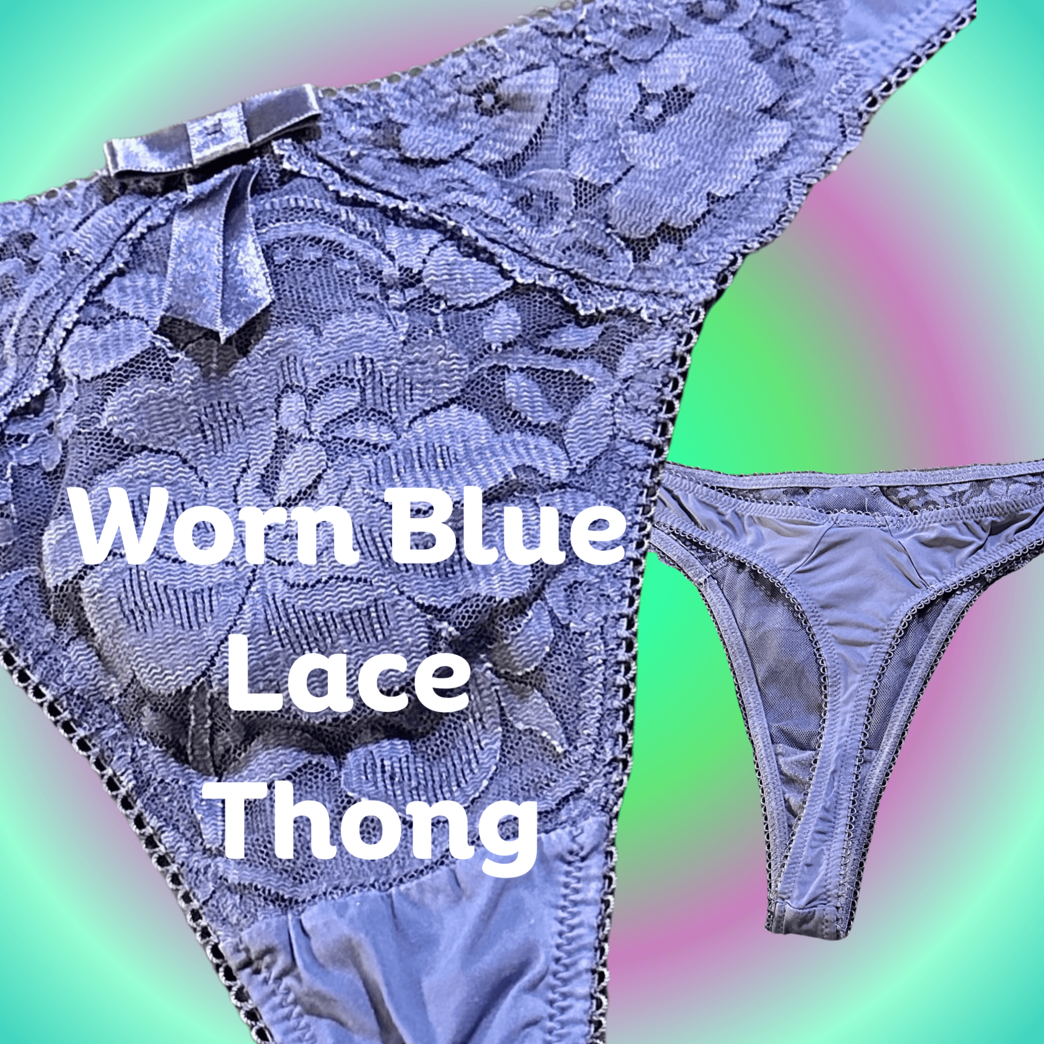 Blue Lace Thong