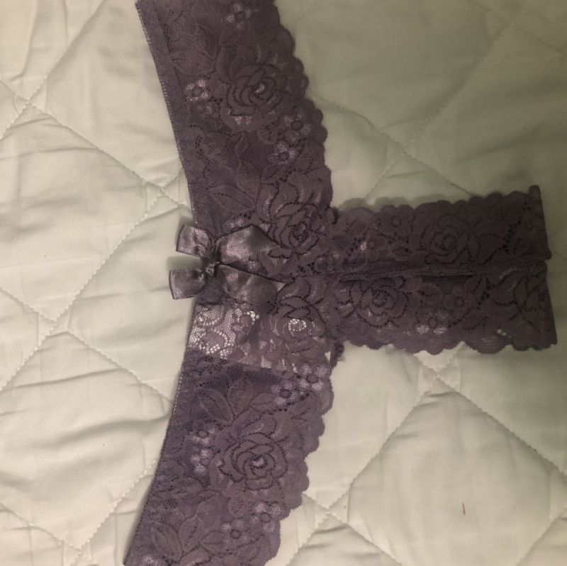 Purple lace thong