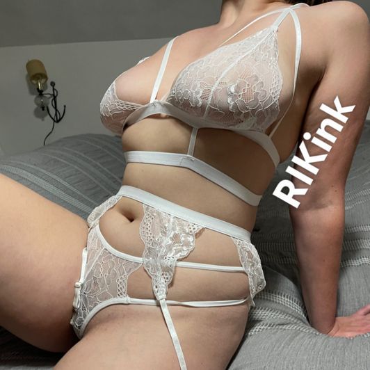 Sexy White Lace Lingerie 3 Piece Set