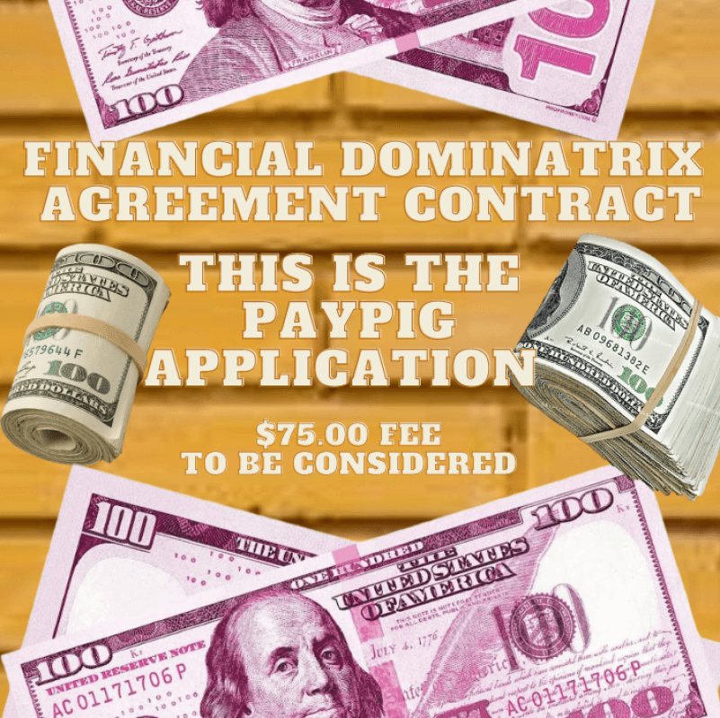 Financial Dominatrix Agreement Contract Application Fee