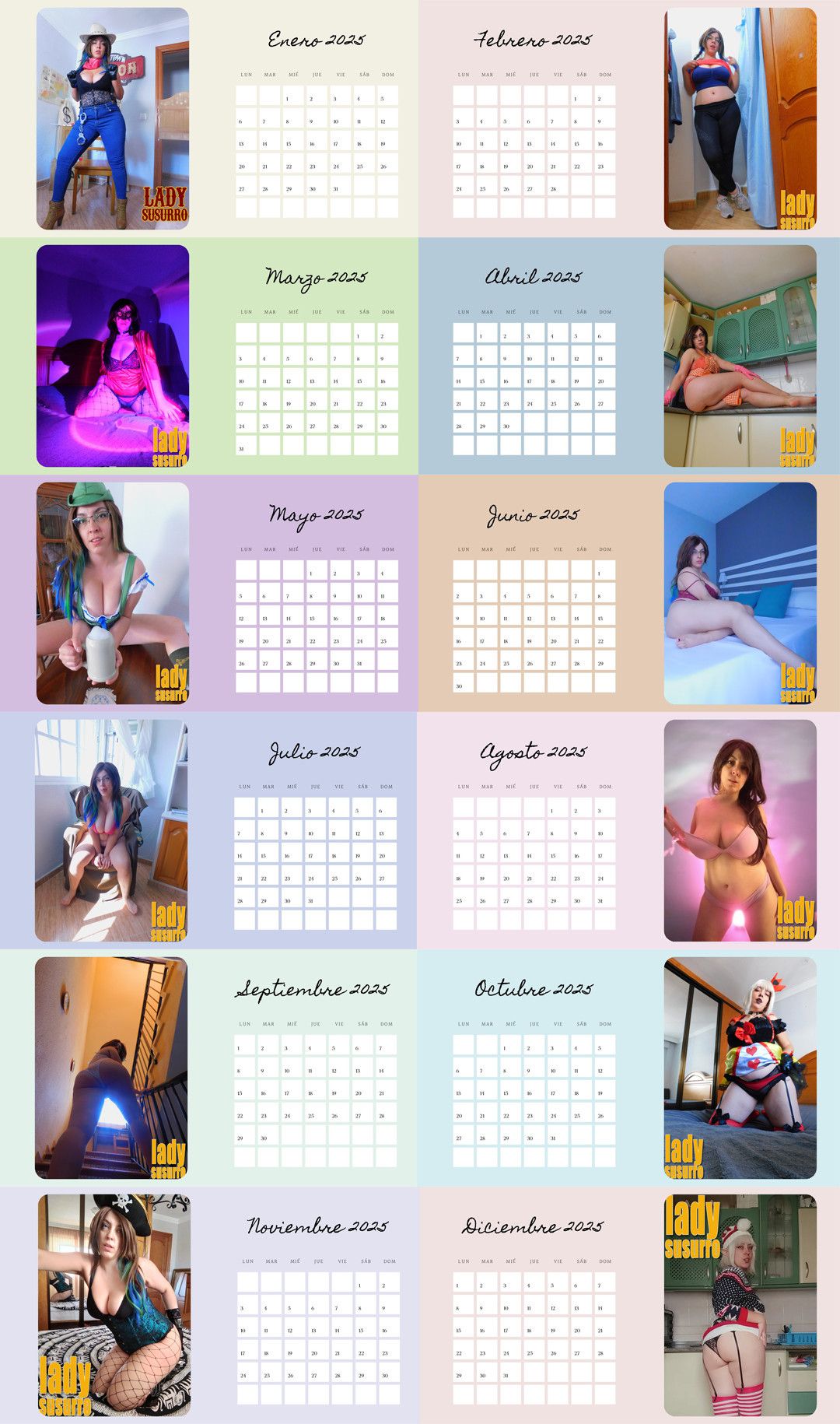 2025 Calendar No nude