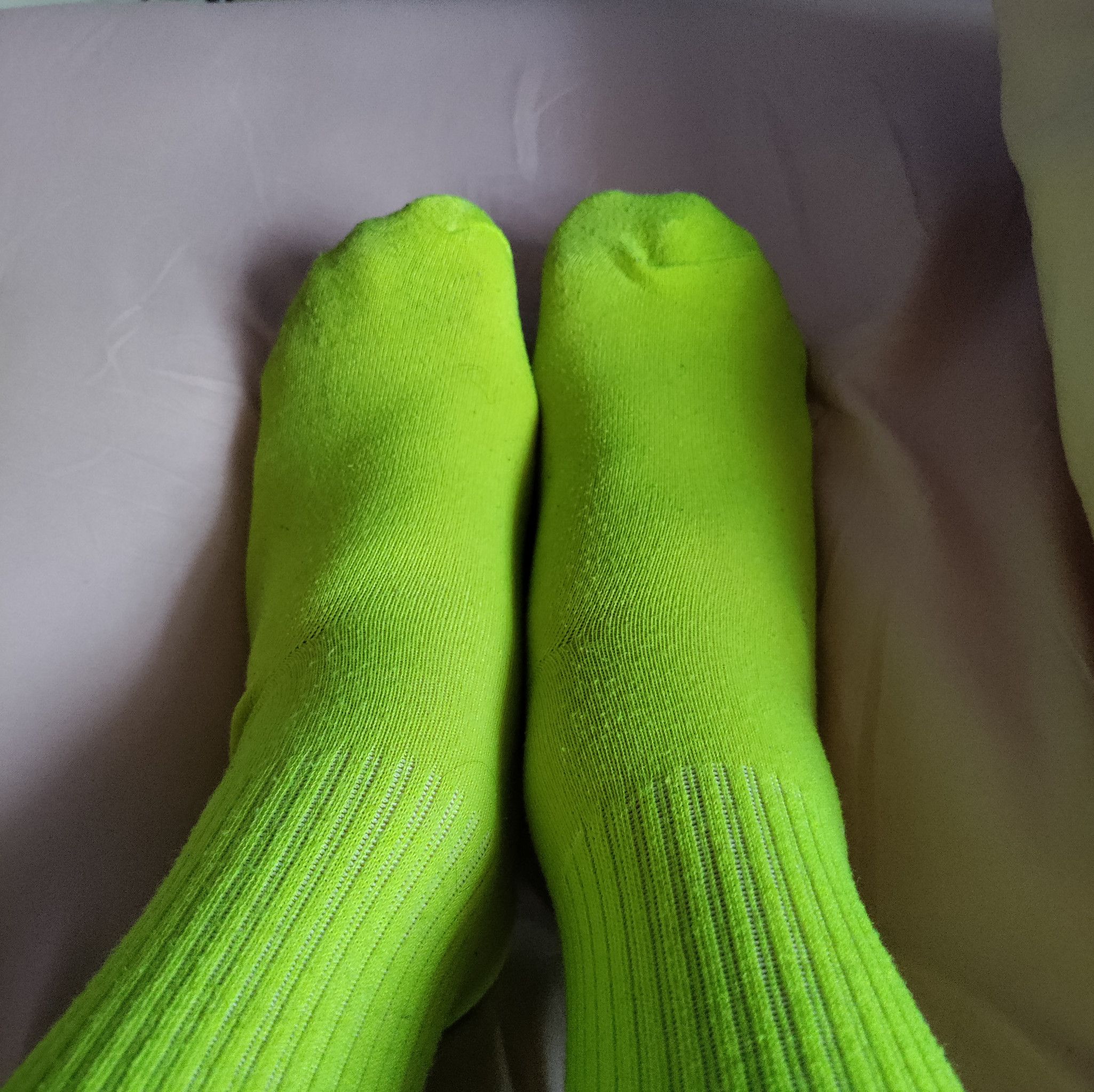 Dirty neon lime green socks