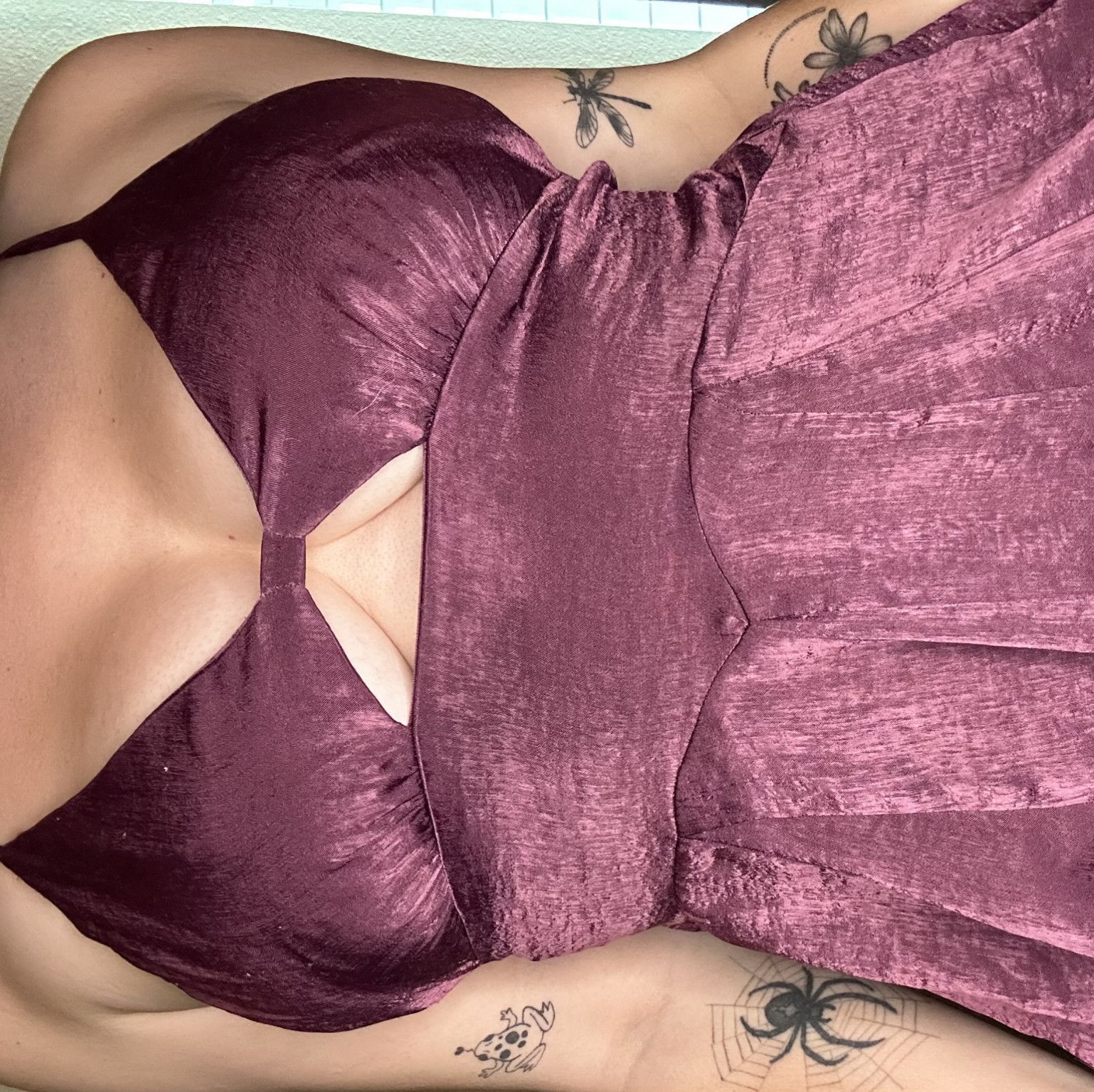 Burgundy Lingerie Slip Dress Babydoll