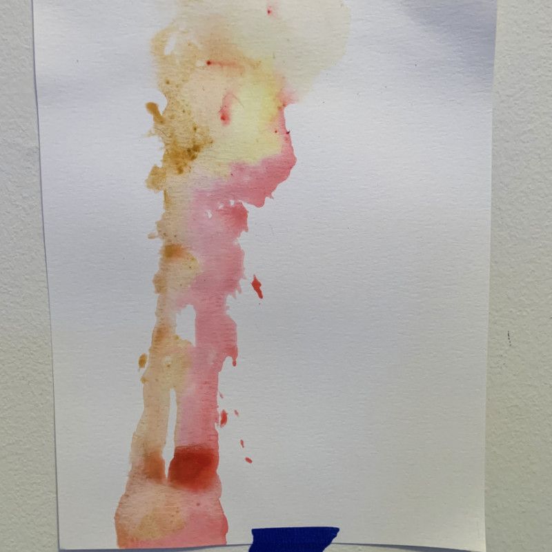 Red and Yellow Watercolor Cum Painting