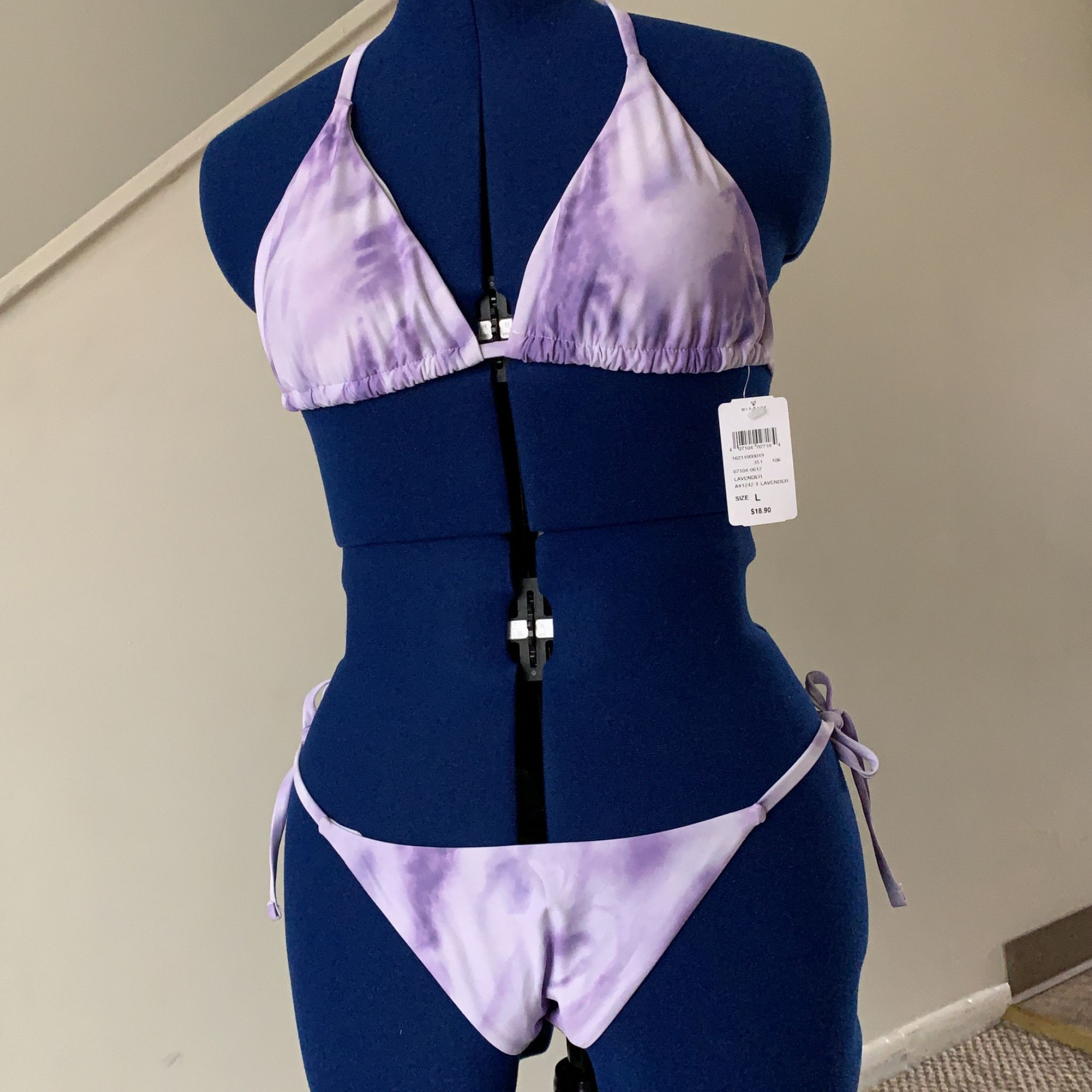 Purple cloud string bikini size Large 3 piece!